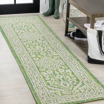 Sinjuri Medallion Textured Weave Indoor/outdoor Runner Rug